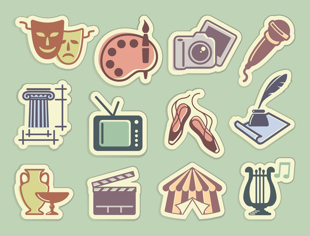 Art icons on stickers - Vector, Image