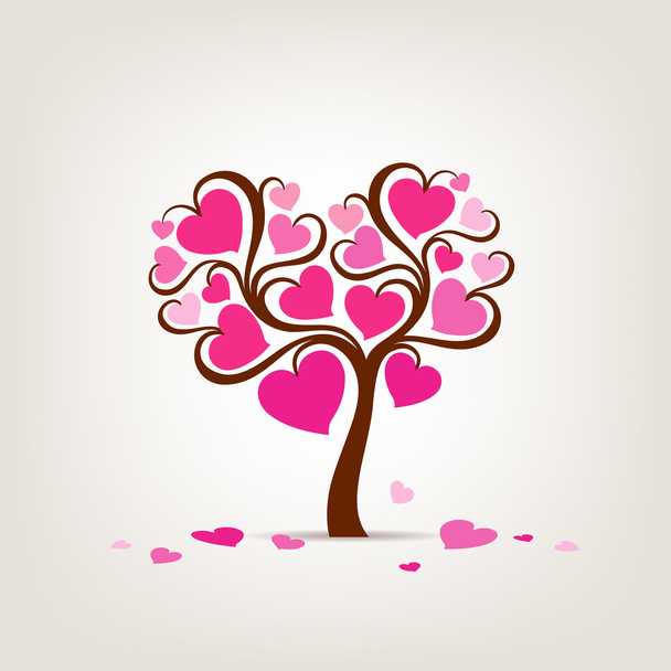 Ystävänpäivä Puu vaaleanpunainen sydän
 - Vektori, kuva