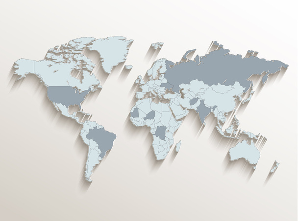 Mapa político mundial blanco azul 3D vector
 - Vector, imagen