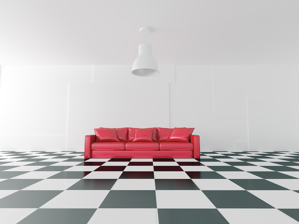 Καθιστούν κόκκινο καναπέ - Φωτογραφία, εικόνα