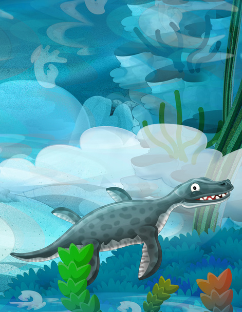 Cartoon underwater dinosaur   - Fotoğraf, Görsel