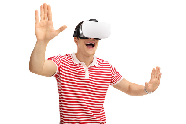 guy using virtual reality goggles - Photo, Image