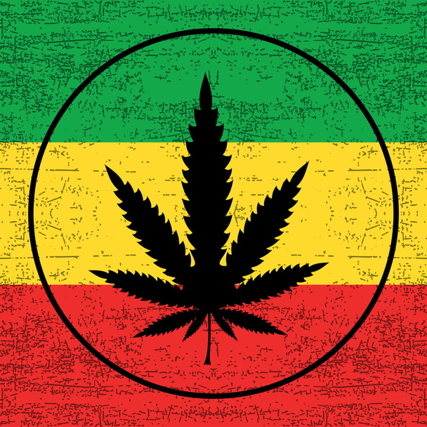 Cannabis leaf on grunge rastafarian  - Διάνυσμα, εικόνα
