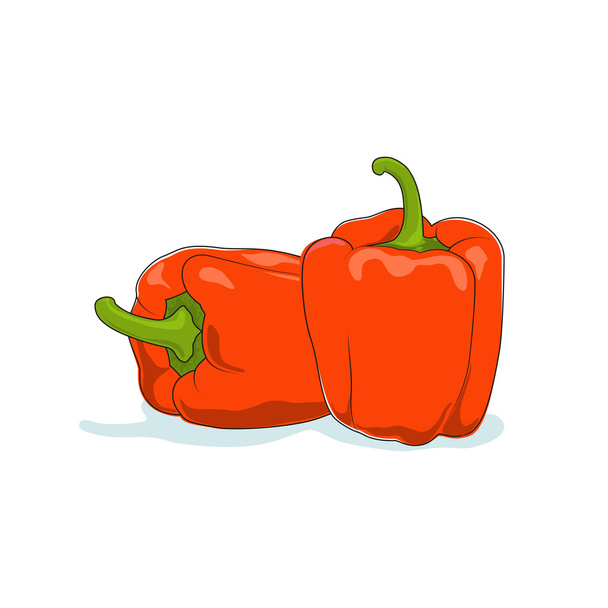 πορτοκαλί πιπεριά πιπεριά απομονωμένη σε λευκό - Διάνυσμα, εικόνα