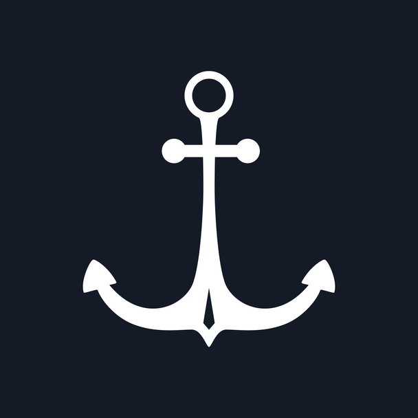Marine Anchor Isolated on Black - Vector, Image