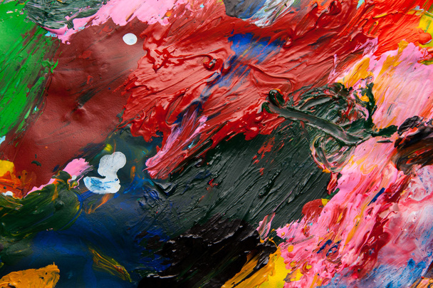 Ölfarben mehrfarbige Nahaufnahme abstrakten Hintergrund von oben - Foto, Bild