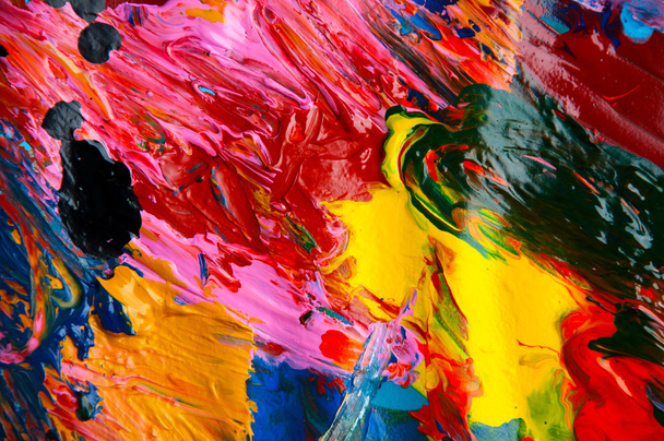 Peintures à l'huile multicolore gros plan fond abstrait d'en haut
 - Photo, image