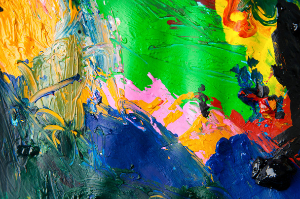 Pinturas a óleo multicolorido closeup fundo abstrato de cima
 - Foto, Imagem