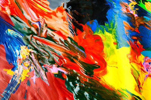 Oil paints multicolored closeup abstract background from above - Photo, Image