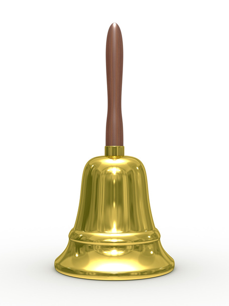 Gold hand bell on white background - Foto, Bild