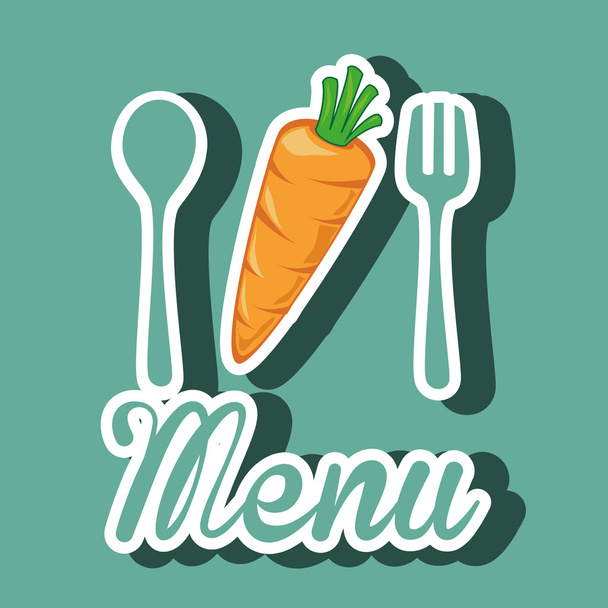 etiqueta de comida vegetariana saludable diseño icono aislado
 - Vector, Imagen