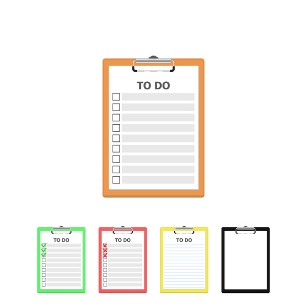 Vector set of different to do list on clipboard. - Вектор, зображення