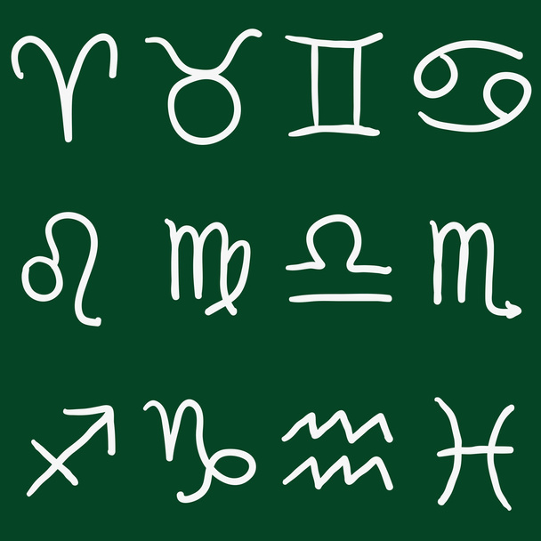 Chalk Doodle Zodiac Signs - Vector, Image