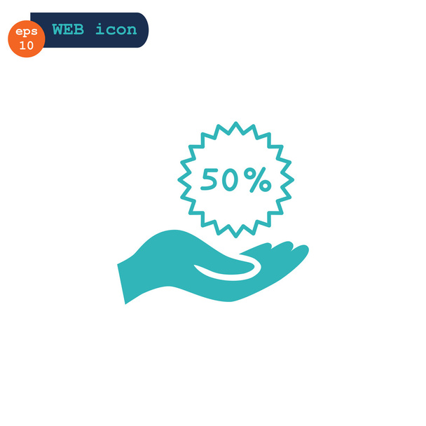Hand holds 50% tag icon - Vector, afbeelding