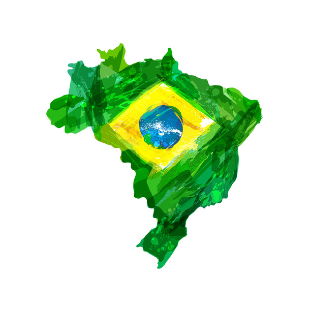 Акварелі рука звернено бразильська карта - Вектор, зображення