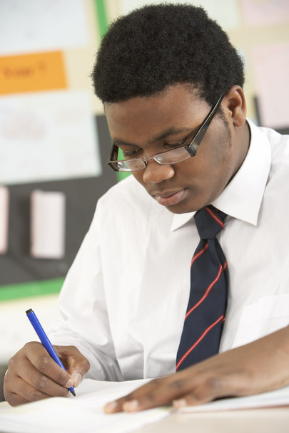 Male Teenage Student Studying In Classroom - Photo, Image