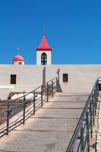 Israel: a ramp and the bell tower of Saint John's Church in Acre  - Photo, Image