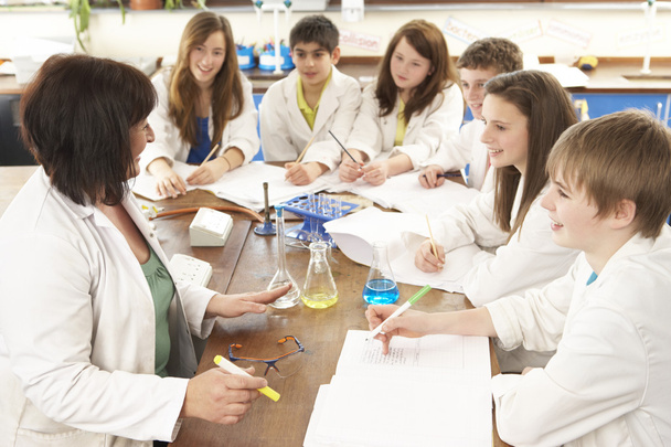Group Of Teenage Students In Science Class With Tutor - Photo, Image