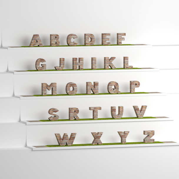 lettertype 3d illustratie, grote letters staan - Foto, afbeelding