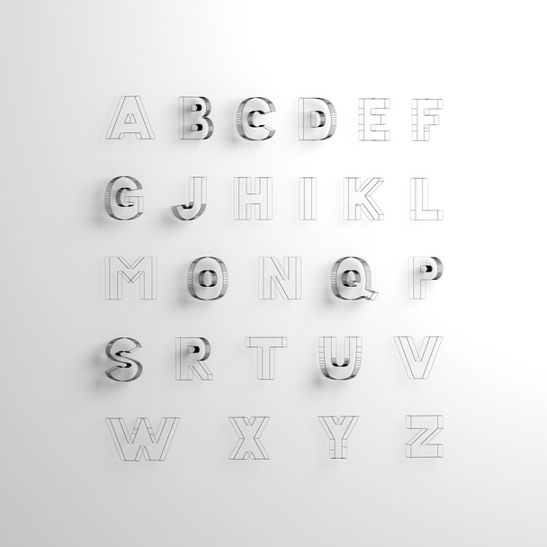 lettertype 3d illustratie, grote letters staan - Foto, afbeelding