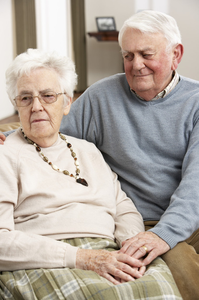 Senior Man Consoling Wife At Home - Valokuva, kuva