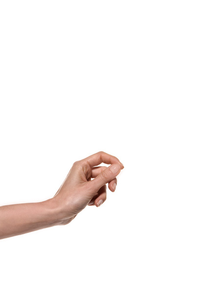 Hand virtually holding isolated on white - Фото, изображение