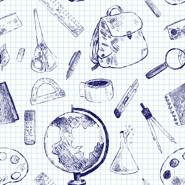 Seamless pattern with objects "back to school". - Vector, Image
