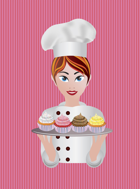 Жінка шеф кухар Ілюстрація
 - Вектор, зображення