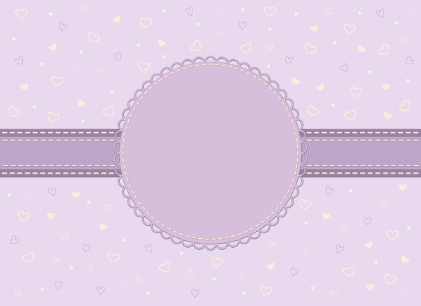 Vector violet card with hearts - Διάνυσμα, εικόνα
