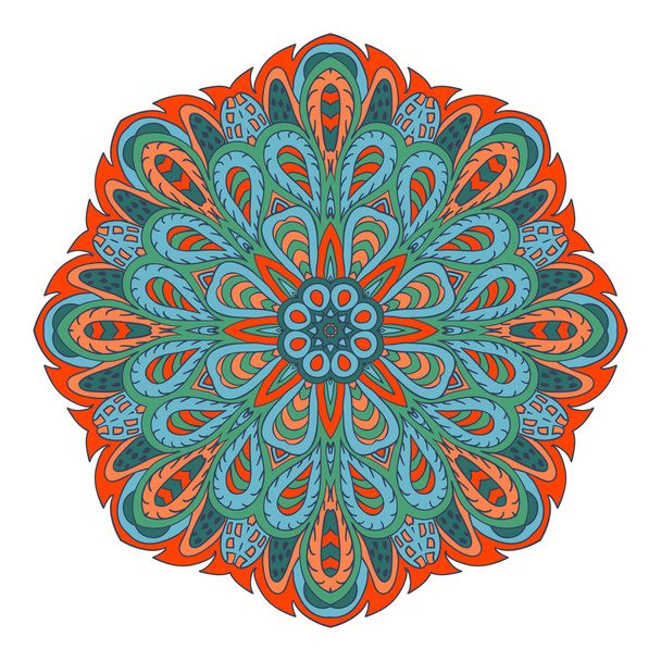 Mandala doodle drawing. Colorful floral ornament - Vector, imagen
