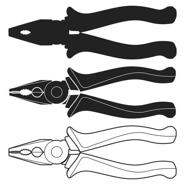 Pliers black and white icon - Vector, Image
