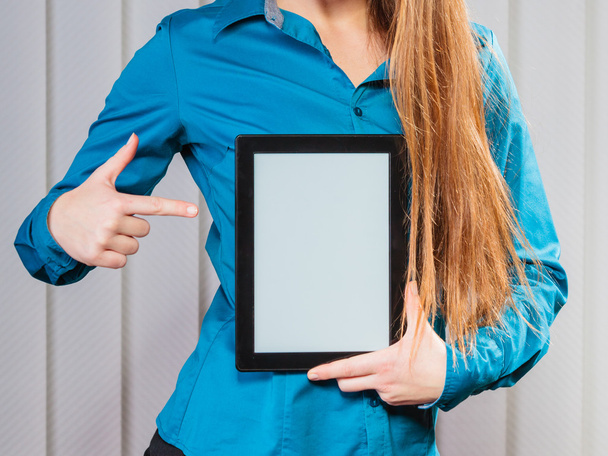 Young office worker hold tablet PC. - 写真・画像