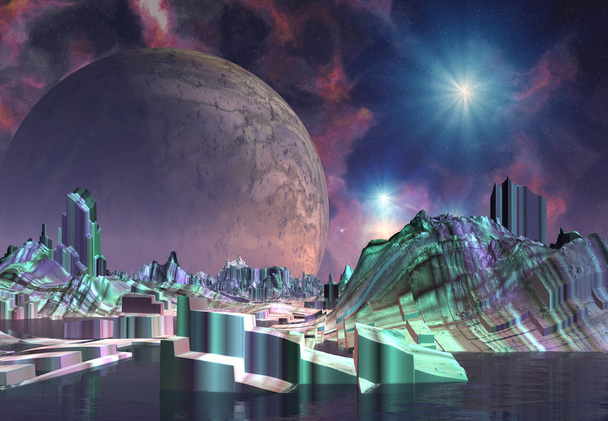 Buitenaardse planeet - Fantasy landschap - Foto, afbeelding