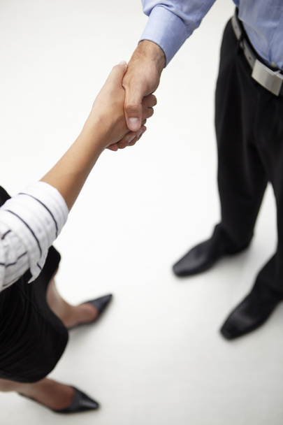 Detail businessman and woman shaking hands - Foto, Imagem