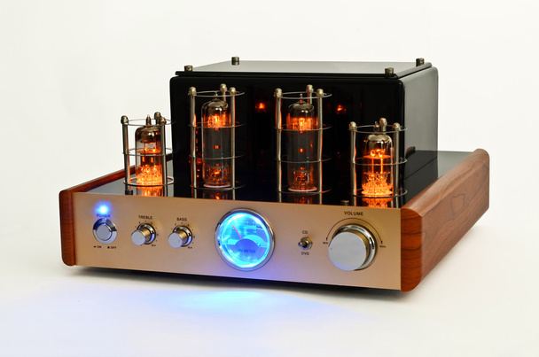Retro Hi Fi stereo vacuum tube amplifier - Photo, Image