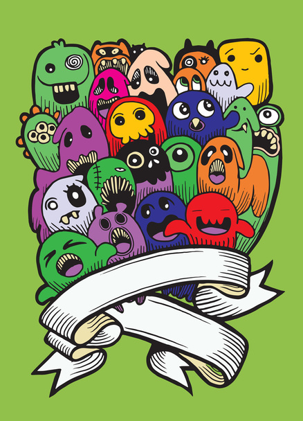 Vector illustration of Ghost and cute alien friendly, - Vector, Image