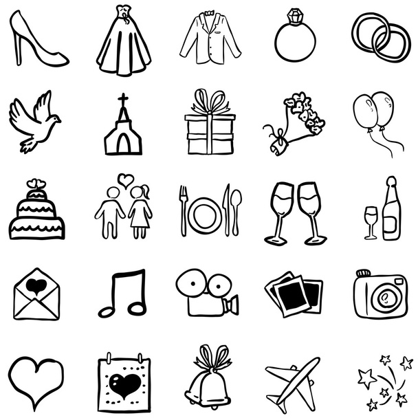 Set of Weddings Icons - Vector, Image