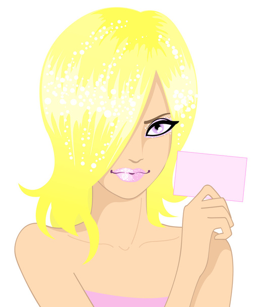 Glamour girl with card - Vector, Imagen