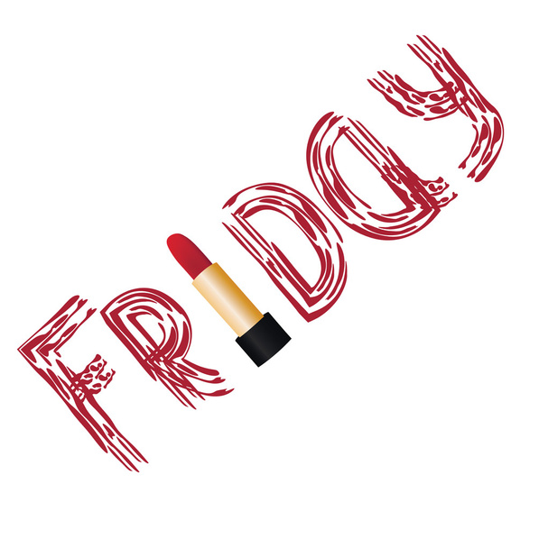 Friday party, written word by lipstick - Vektor, Bild