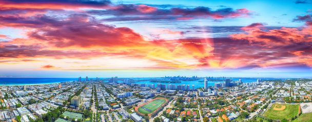 Miami Beach domy, letecký panoramatický pohled - Florida - Fotografie, Obrázek
