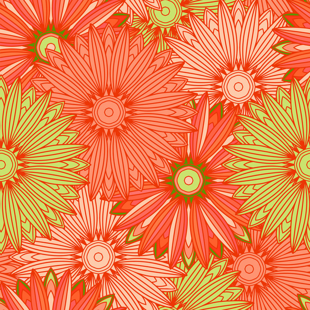Seamless pattern with ornamental flowers in beautiful colors. Vector illustration - Vector, imagen