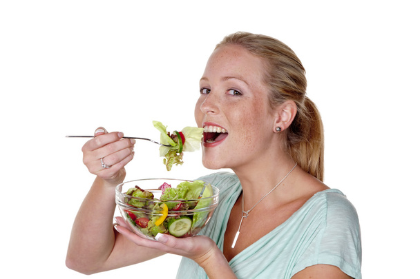 Woman with salad - 写真・画像