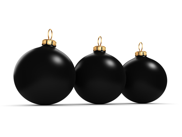 3D rendering Black Christmas ball  - 写真・画像