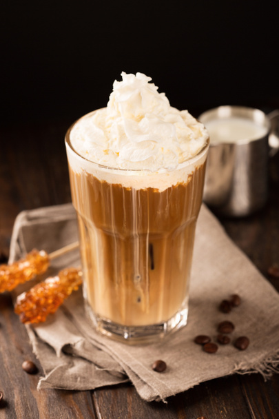 Iced coffee with whipped cream - Zdjęcie, obraz