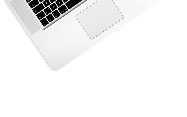 The angle of the laptop on white background. - Zdjęcie, obraz