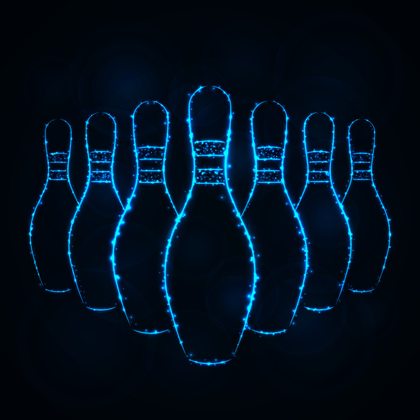 Bowling pinnen silhouet van lichten - Vector, afbeelding