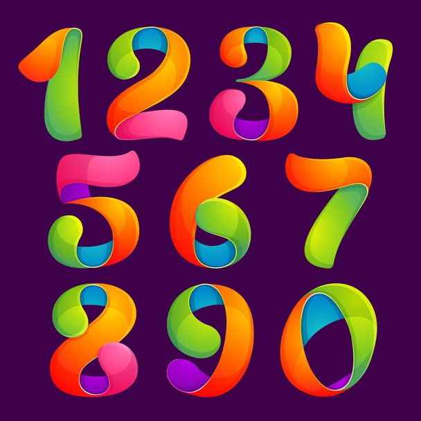 Logo zestaw liczb w zabawny styl kolorowy.  - Wektor, obraz