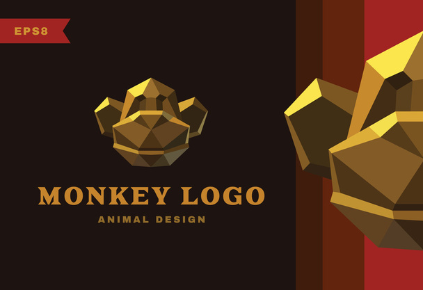 ベクトルのロゴ。黄金の猿のポリゴン - ベクター画像