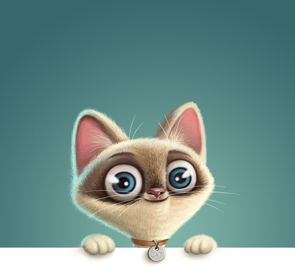 Illustration of a funny kitten. Banner - Foto, imagen