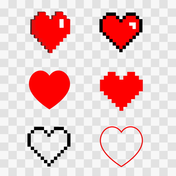 hearts pixel set - Vektor, Bild